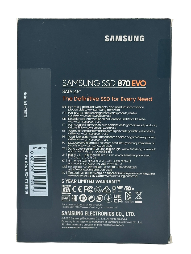 Samsung 870 EVO 1TB 2,5 Zoll SATA III Interne SSD (MZ-77E1T0B/EU) NEU & OVP