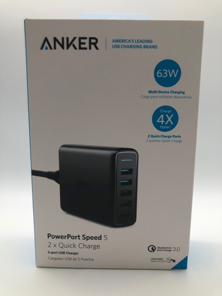 Anker PowerPort Speed 5, 63W, 5 Port USB Ladegerät, Netzteil mit Quick Charge 3.0