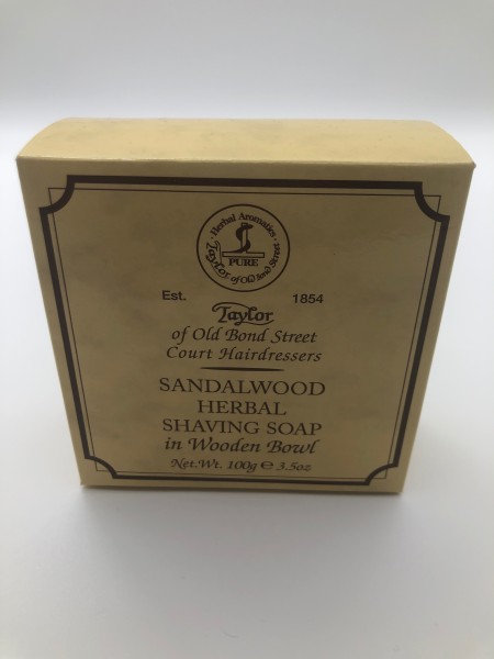 Rasierseife 100g SANDELHOLZ in HOLZSCHALE Taylor of old Bond Street Sandalwood