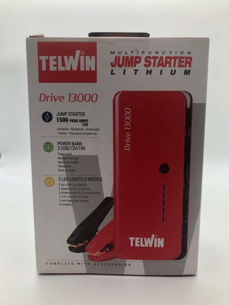 Telwin Drive 13000 3in1 12V - Starthilfegerät, Starthilfe Power Bank LED Leuchte